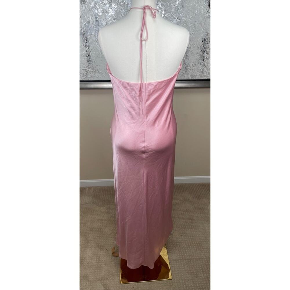 REFORMATION Valora Halterneck Ruched Satin Baby Girl Pink Midi Dress Size 12 - Picture 6 of 8